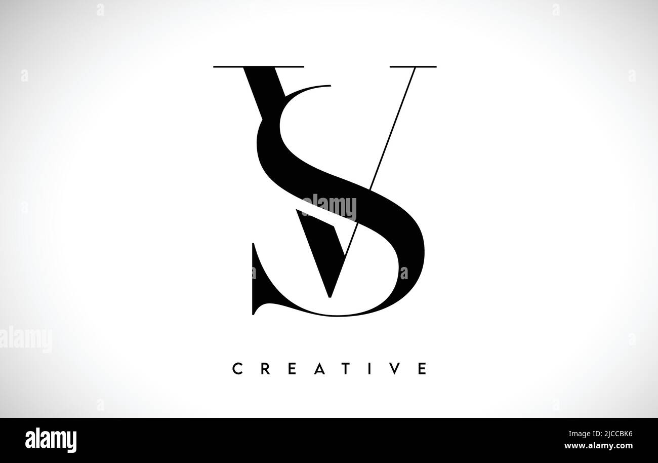 SV Artistic Letter Logo Design with Creative Serif Font in Black and ...