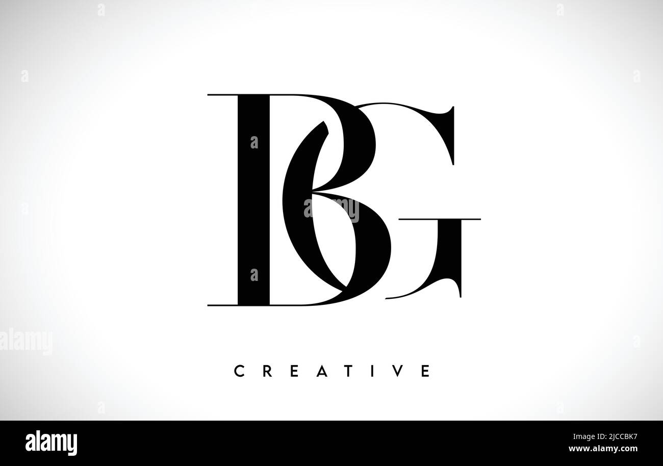 BG Artistic Letter Logo Design with Creative Serif Font in Black and ...