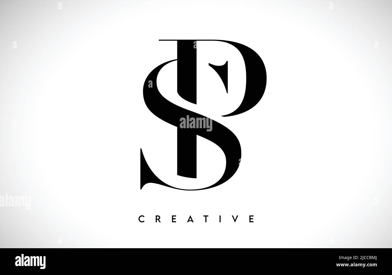SP Artistic Letter Logo Design with Creative Serif Font in Black and ...