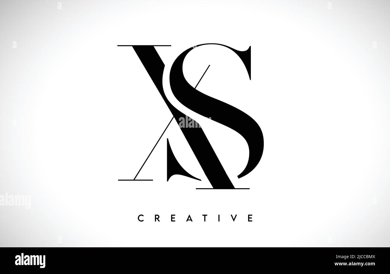 XS Artistic Letter Logo Design with Creative Serif Font in Black and ...