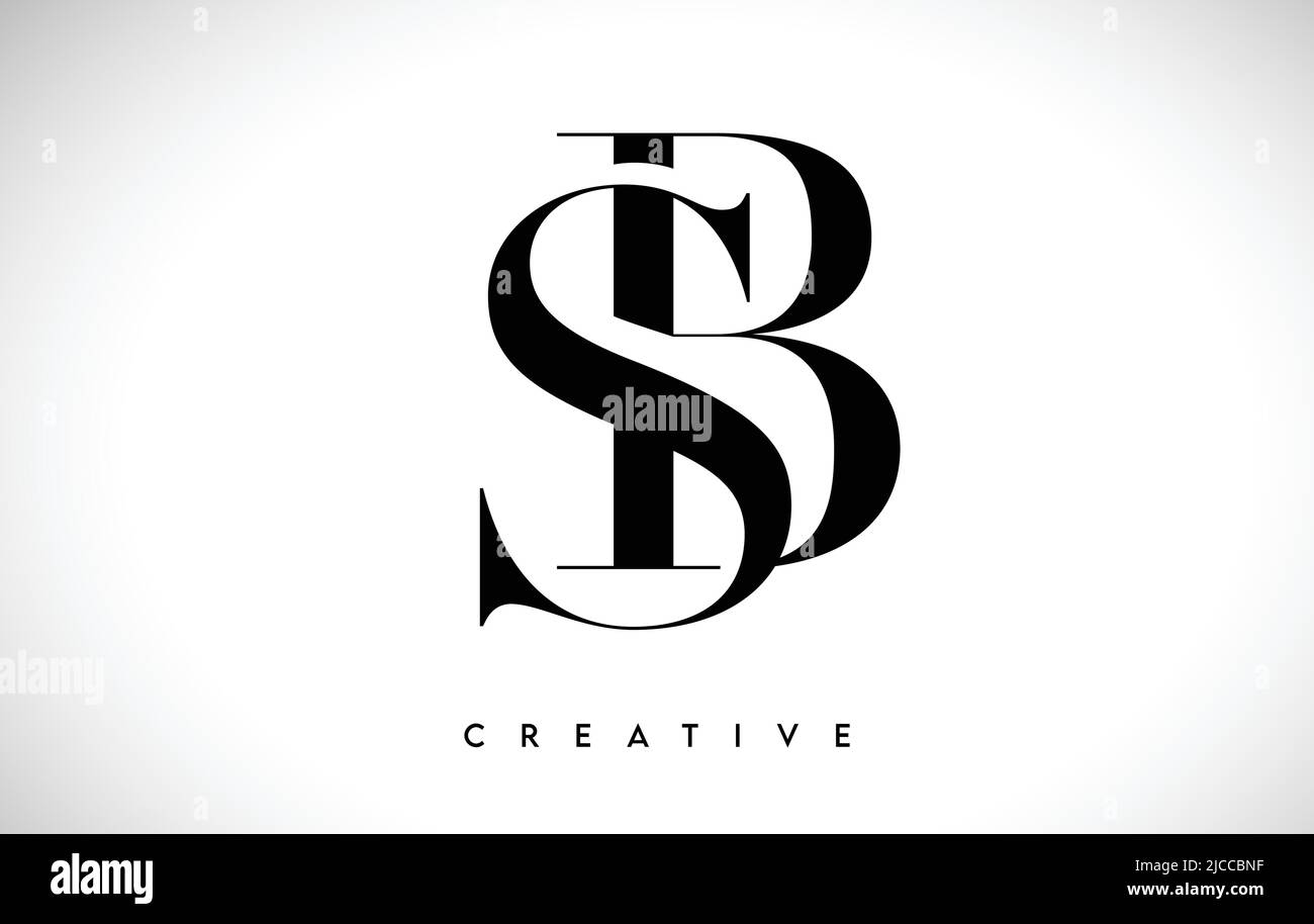 SB Artistic Letter Logo Design with Creative Serif Font in Black and ...