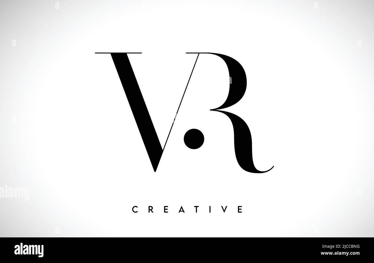 VR Artistic Letter Logo Design with Creative Serif Font in Black and ...