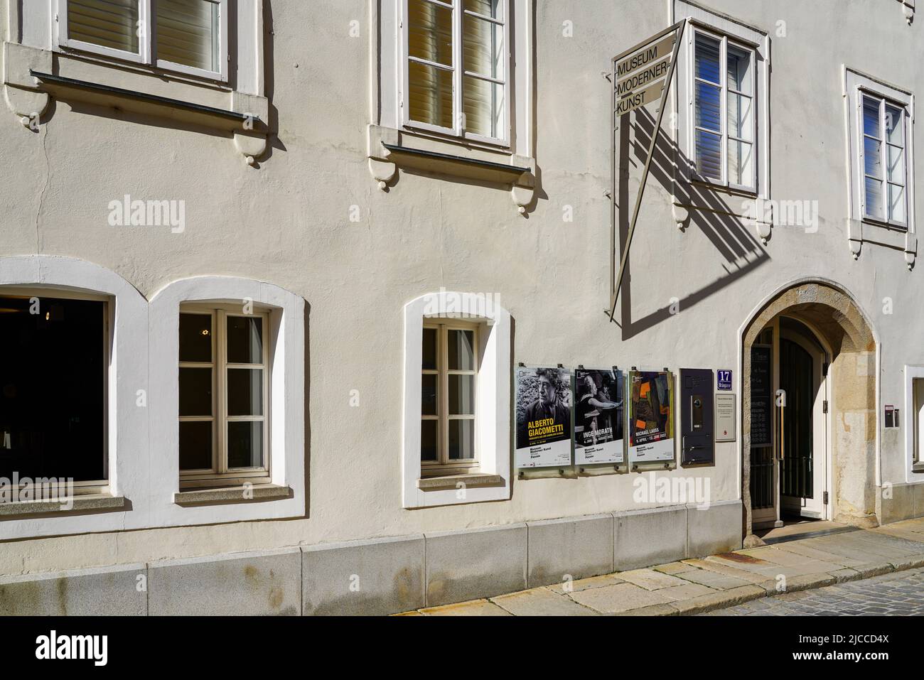 Exterior facade of the old building of the Museum of Modern Art in Passau, Bavaria, Germany, 11.6.22 Stock Photo