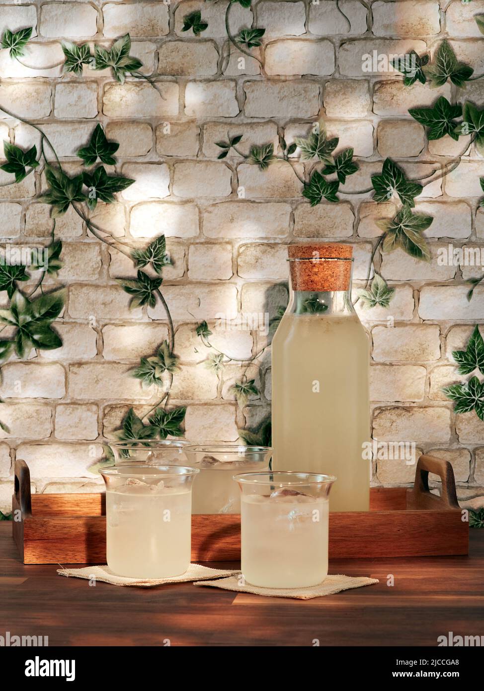 Socata is a low-alcoholoc traditional Romanian soft drink made from elderberry flowers, water, lemons, sugar or honey. It is similar to elderflower co Stock Photo