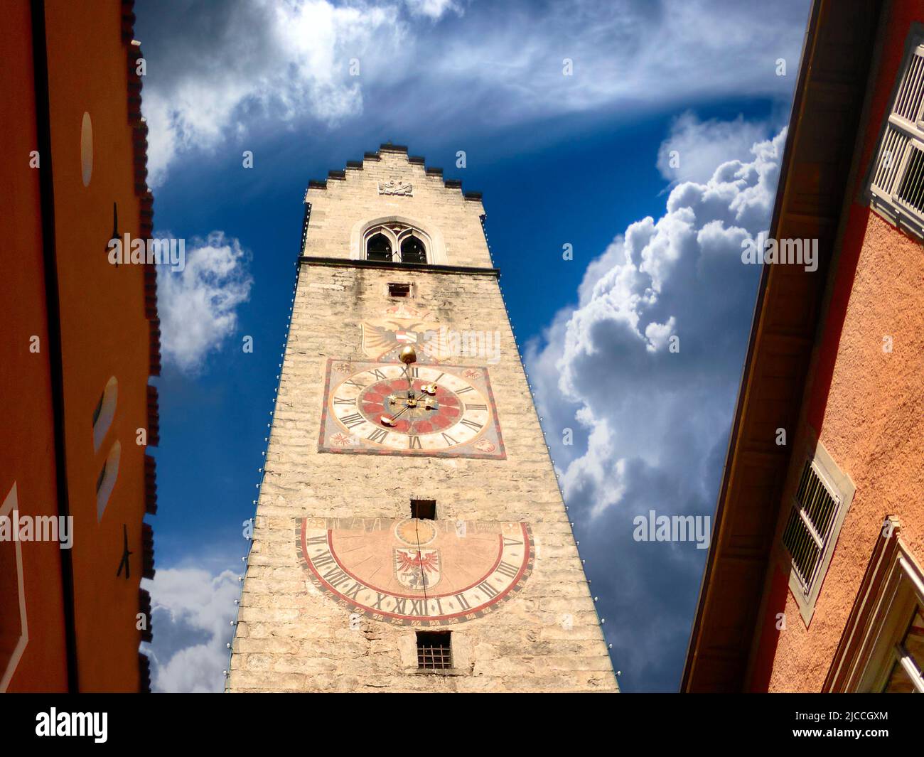 Italy South Tyrol Val Isarco Vipiteno new Town tower of the twelve Stock Photo