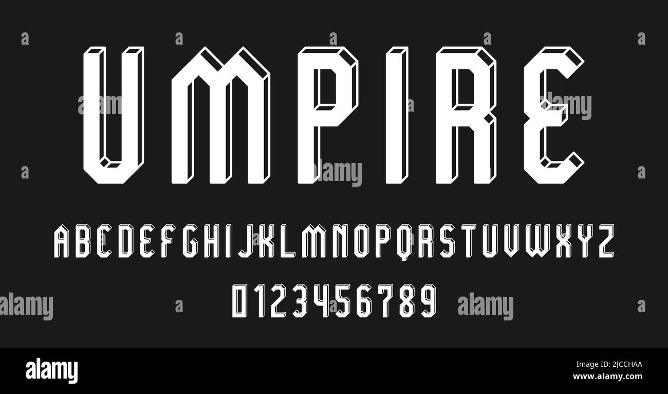 Set of alphabets font letters and numbers modern abstract outline 3D concept design with lines vector illustration Stock Vector