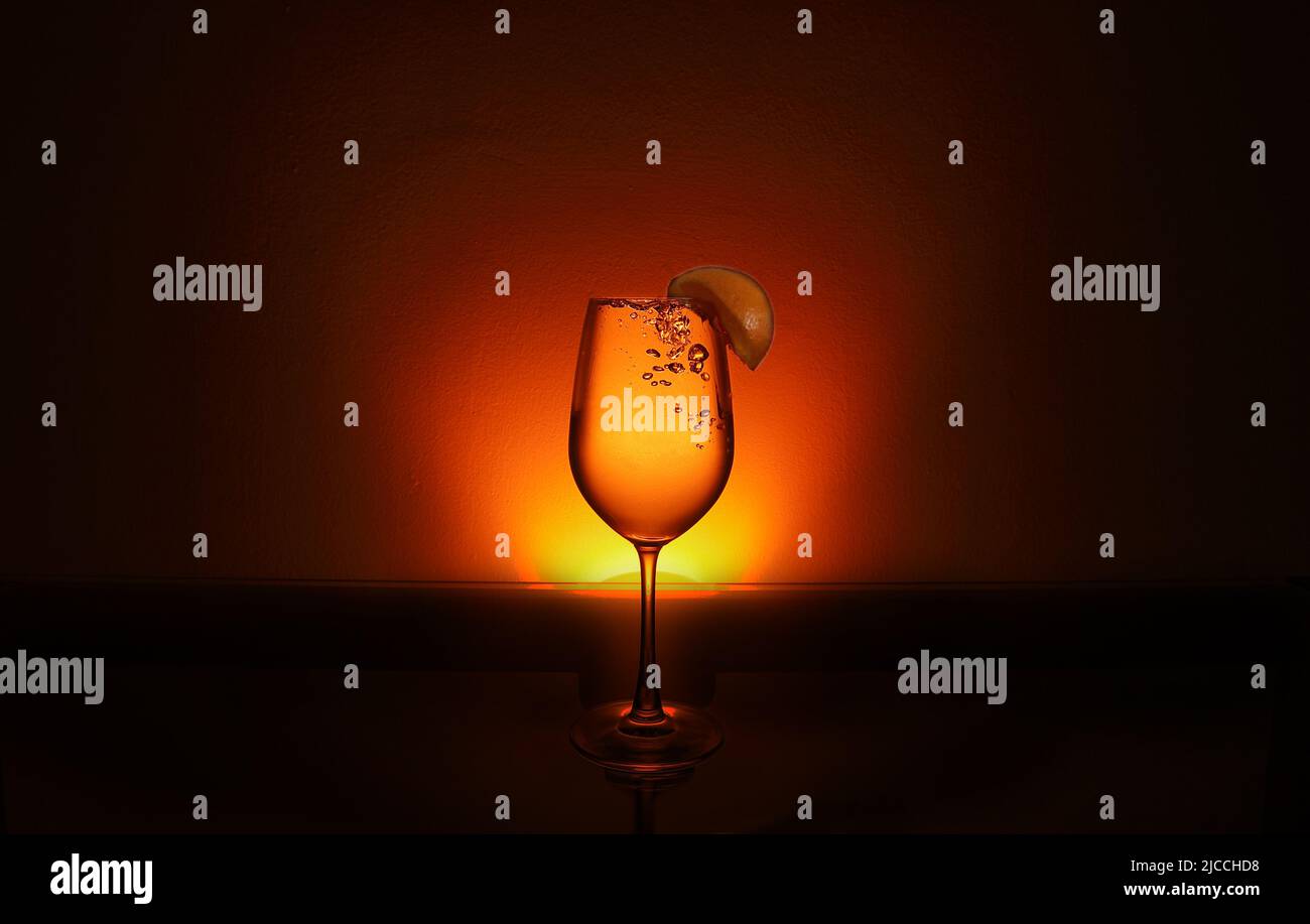 Juice Glass with bubbles Stock Photo Alamy