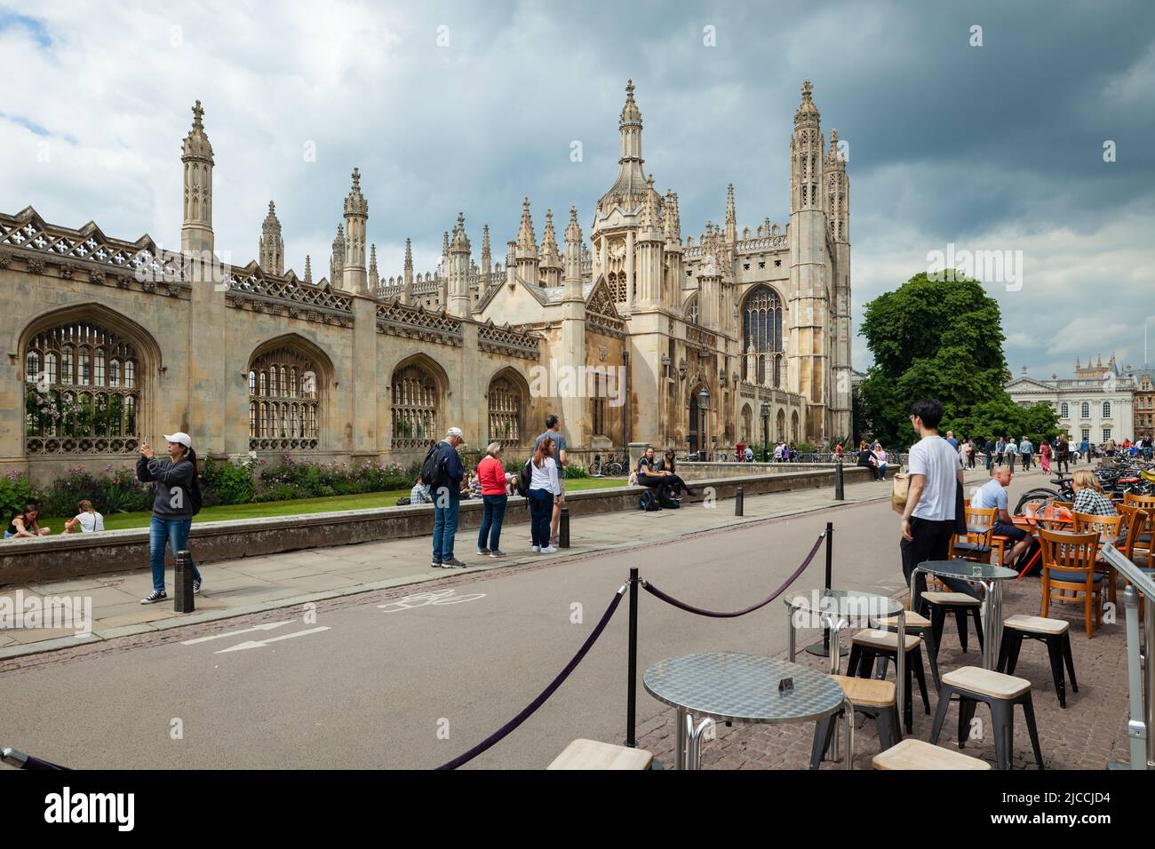 Stormy sky over King's College in Cambridge, England. Stock Photo
