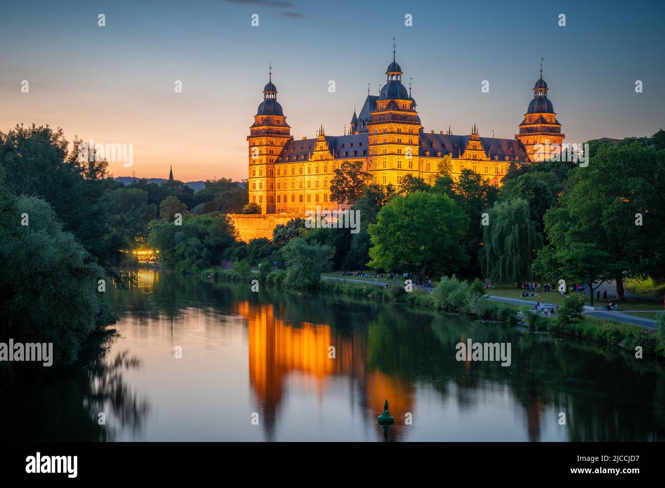 Panoramiv View of Aschaffenburg at dusk - Germany Stock Photo