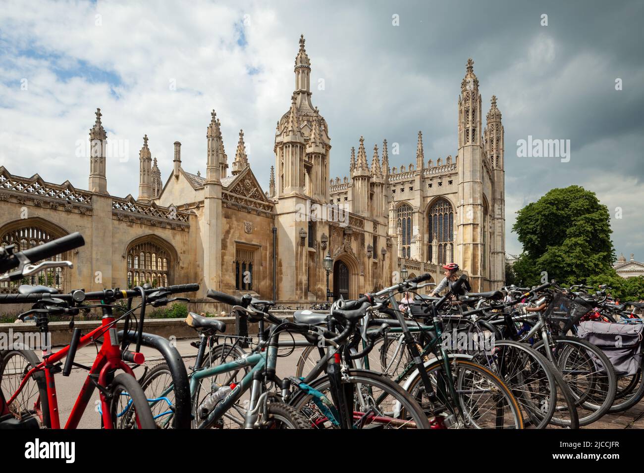 Stormy clouds over King's College in Cambridge, England. Stock Photo
