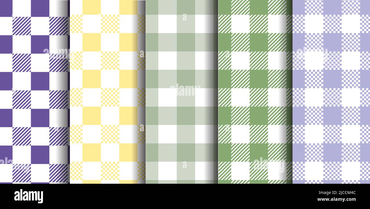 Vichy Seamless set. Pastel gingham pattern. Background for Easter, wallpaper, blanket. Stock Vector