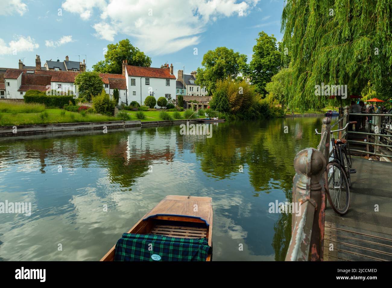 Spring afternoon on the riverside in Cambridge, England. Stock Photo