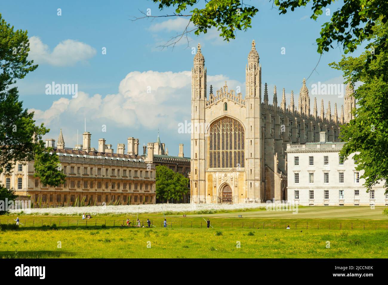 Spring afternoon at King's College in Cambridge, England. Stock Photo