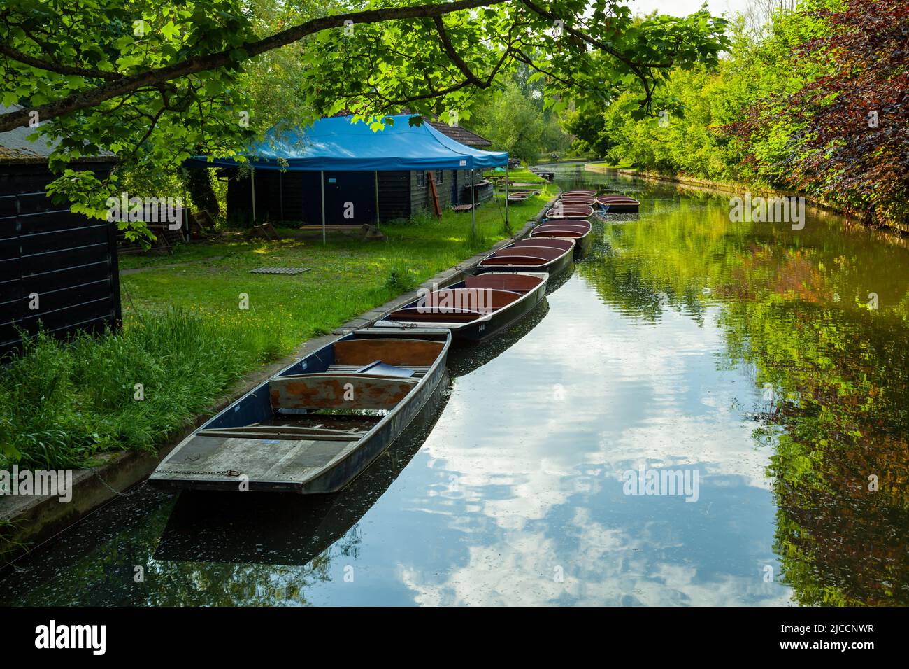 Punter boats on river Cam in Cambridge, England. Stock Photo