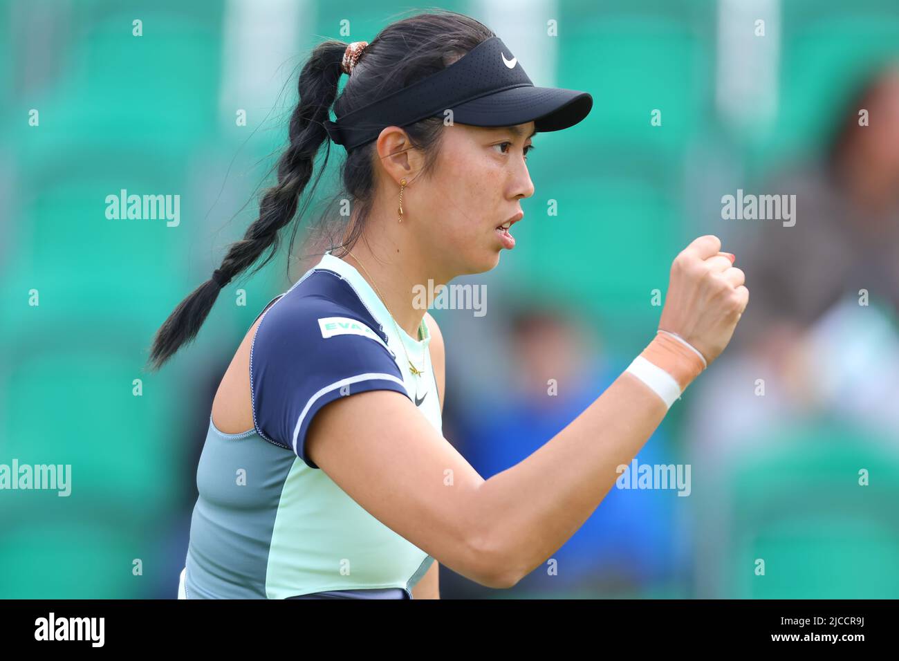 11th June 2022; Nottingham Tennis Centre, Nottingham, England: Rothesay Open Nottingham Lawn Tennis tournament; Hao-Ching Chan celebrates a point during the woman&#x2019;s doubles semi finals Stock Photo