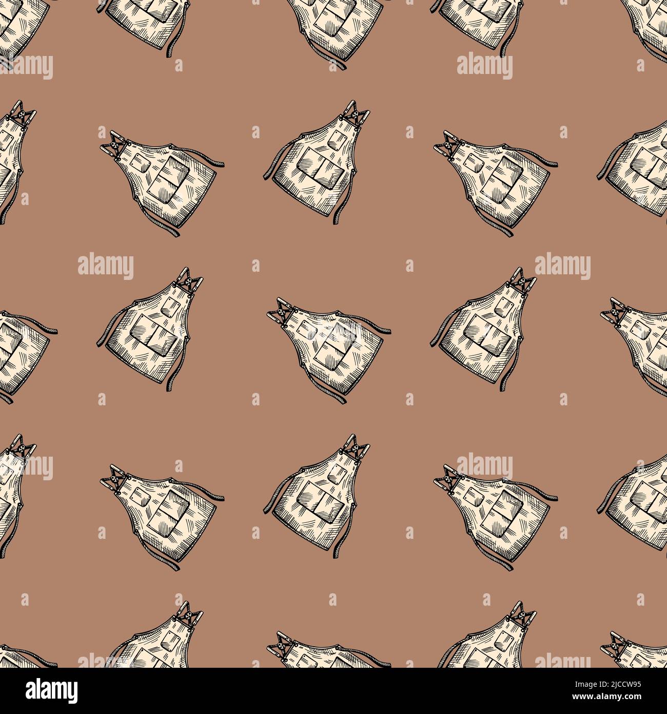 Aprons engraved seamless pattern. Vintage background for kitchen in ...