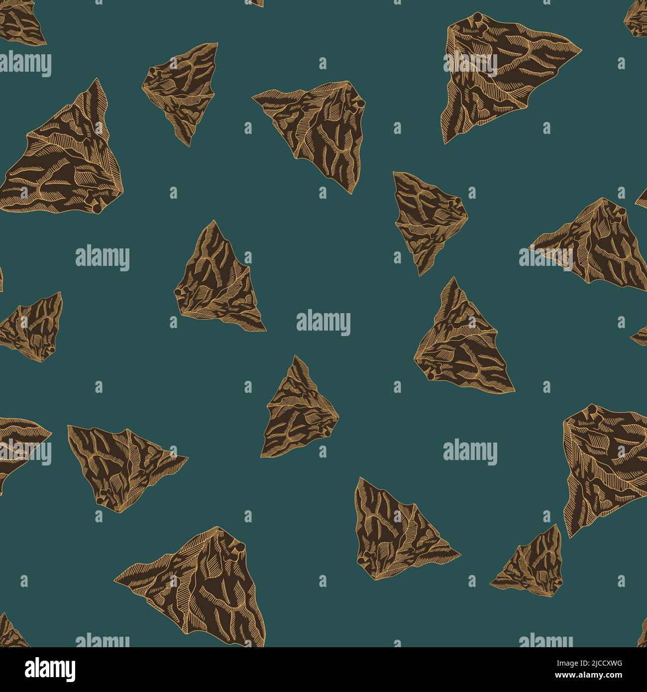Mountain peak engraved seamless pattern. Vintage background rock ...