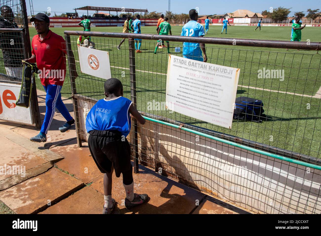 Illustration picture shows a visit to the facilities of the football club  Red-Eagles,on the Joli site in Lubumbashi, in marge of an official visit of  the Belgian Royal couple to the Democratic