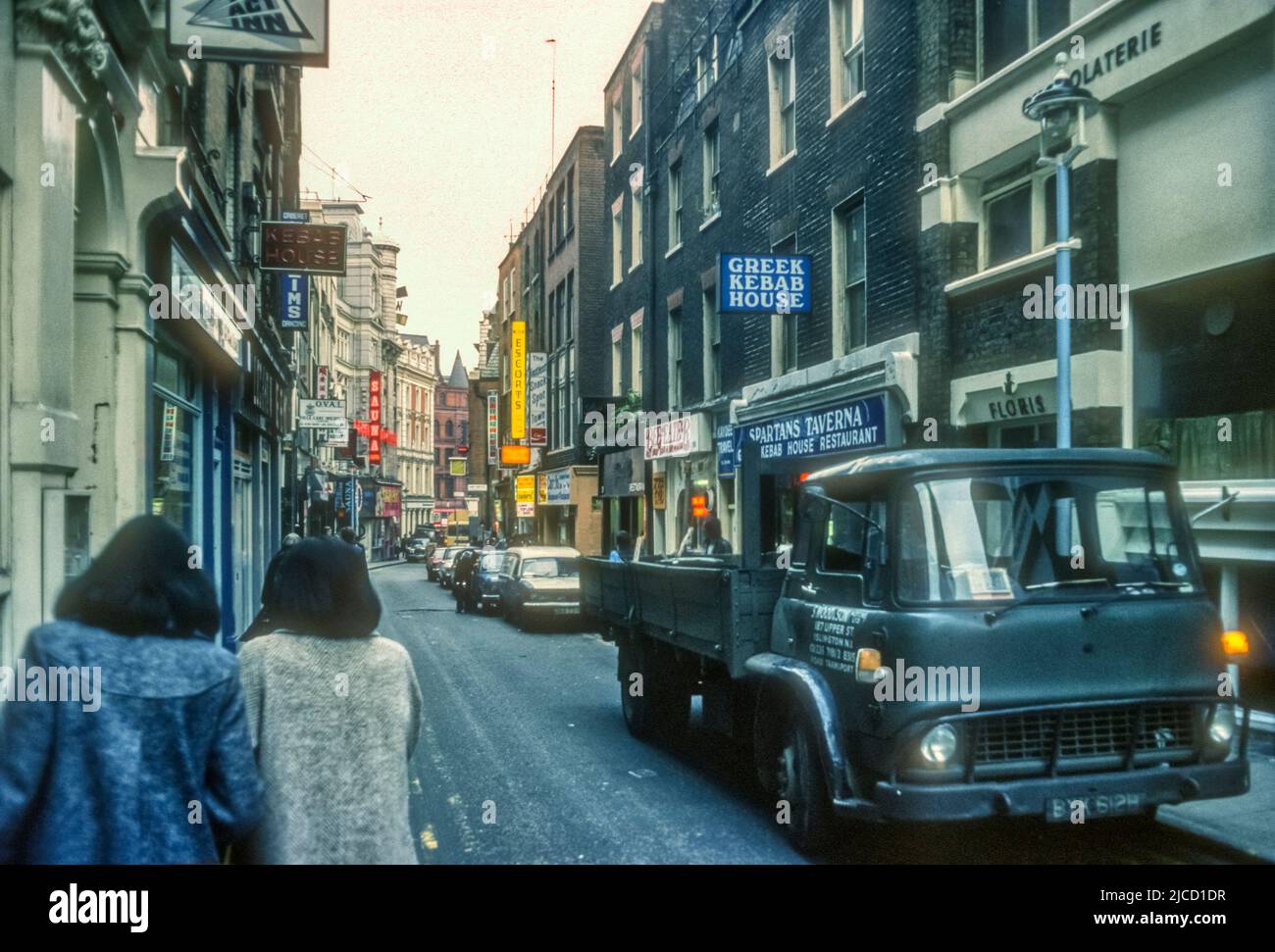 1976 archive image of Great Windmill Street in Soho, London. Stock Photo