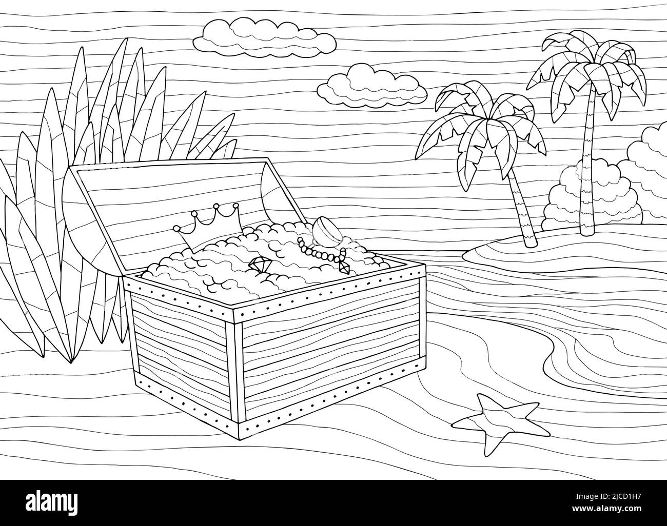 underwater treasure chest coloring page