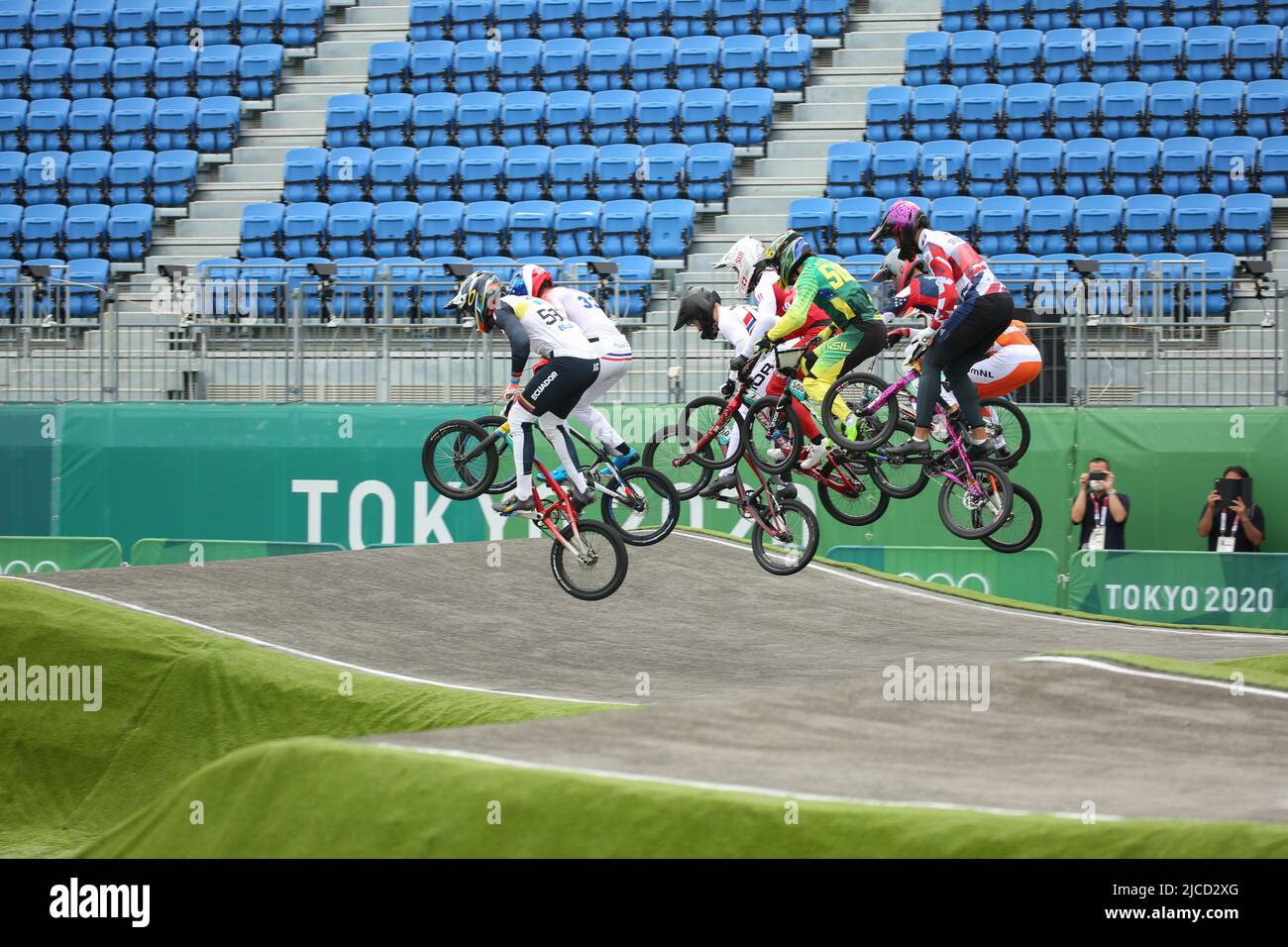 JULY 30th, 2021 - TOKYO, JAPAN: riders in action during the Cycling BMX ...
