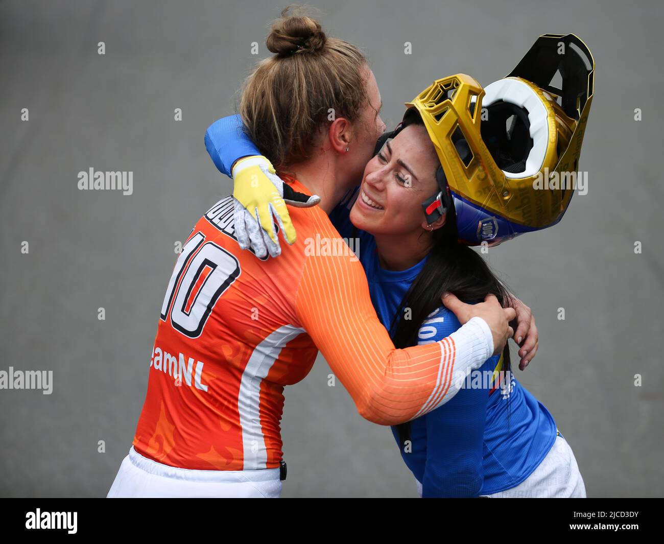 JULY 30th, 2021 - TOKYO, JAPAN: Mariana Pajon of Colombia (100) wins the Silver Medal in the Cycling BMX Racing Women Final at the Tokyo 2020 Olympic Stock Photo