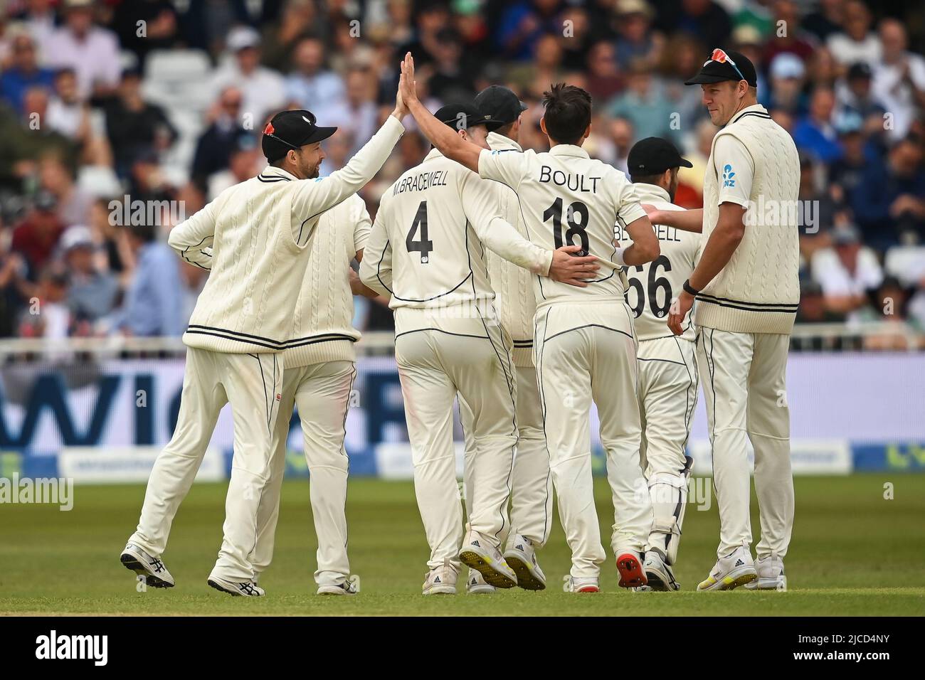 New Zealand celebrates Ollie Pope of England wicket Stock Photo Alamy