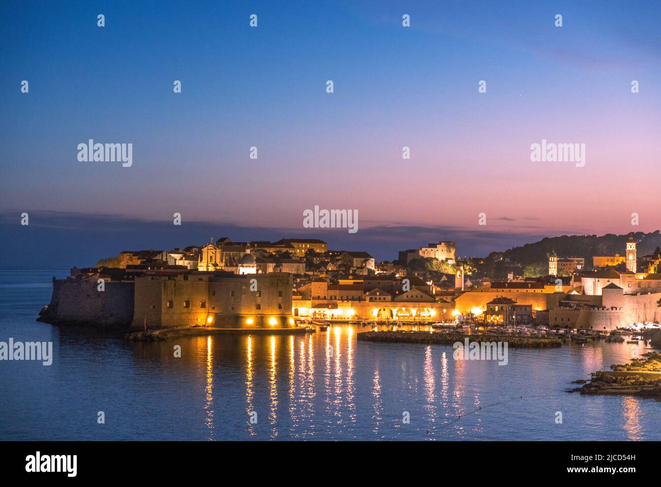 Sunset View of Old Town, Dubrovnik, Croatia Stock Photo