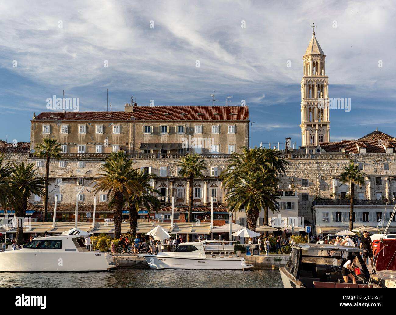 Waterfront Promenade (Riva) with Colonnade of Diocletian's Palace, Split, Croatia Stock Photo