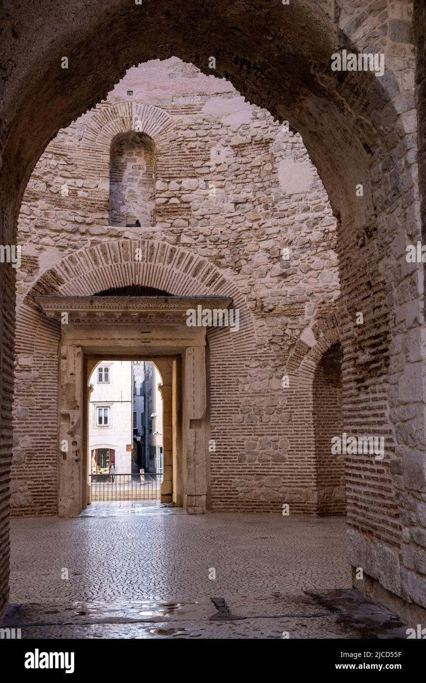 Rotunda of Vestibule adjacent to Peristyle of Diocletian's Palace, Split, Croatia Stock Photo