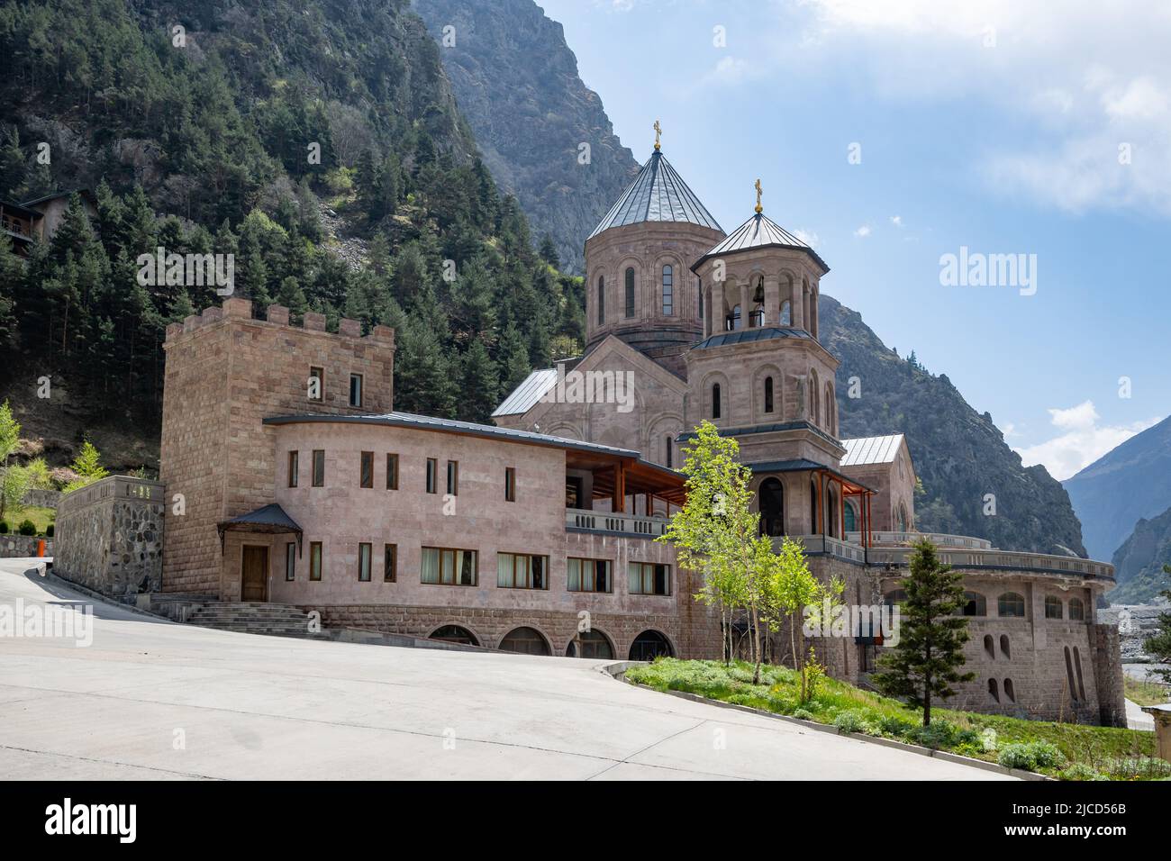 The Dariali Monastery. Caucasus Mountains. Kazbegi, the Republic of Georgia. Stock Photo