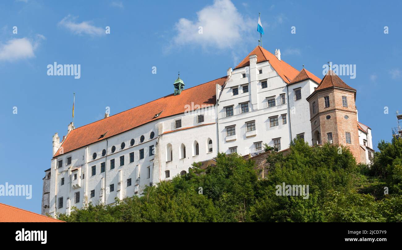 Landshut, Germany - Aug 14, 2021: View on Trausnitz castle (Burg Trausnitz). Stock Photo