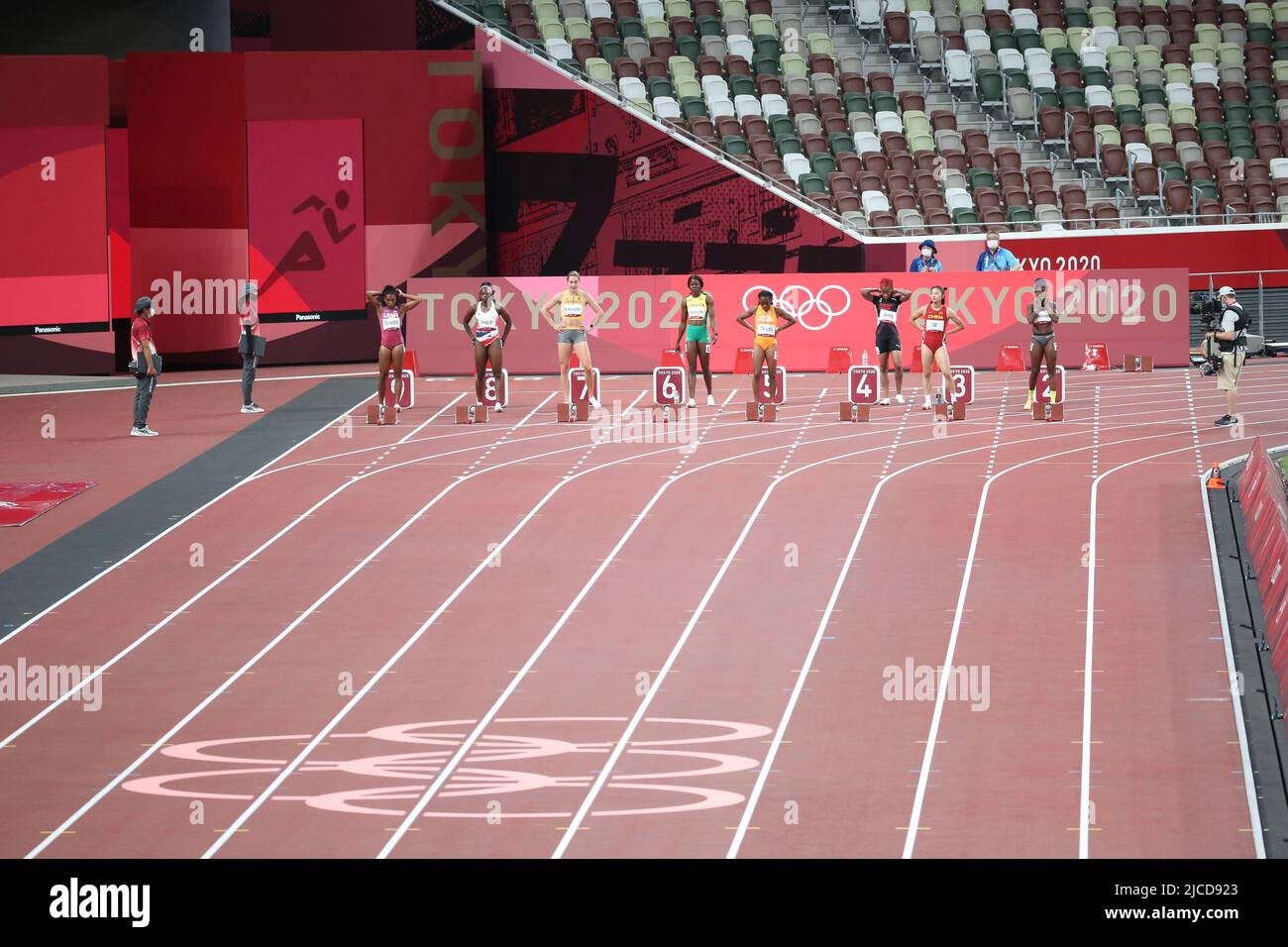 JULY 31st, 2021 - TOKYO, JAPAN: Women's 100m Semi-Final 2 at the Tokyo 2020 Olympic Games (Photo: Mickael Chavet/RX) Stock Photo