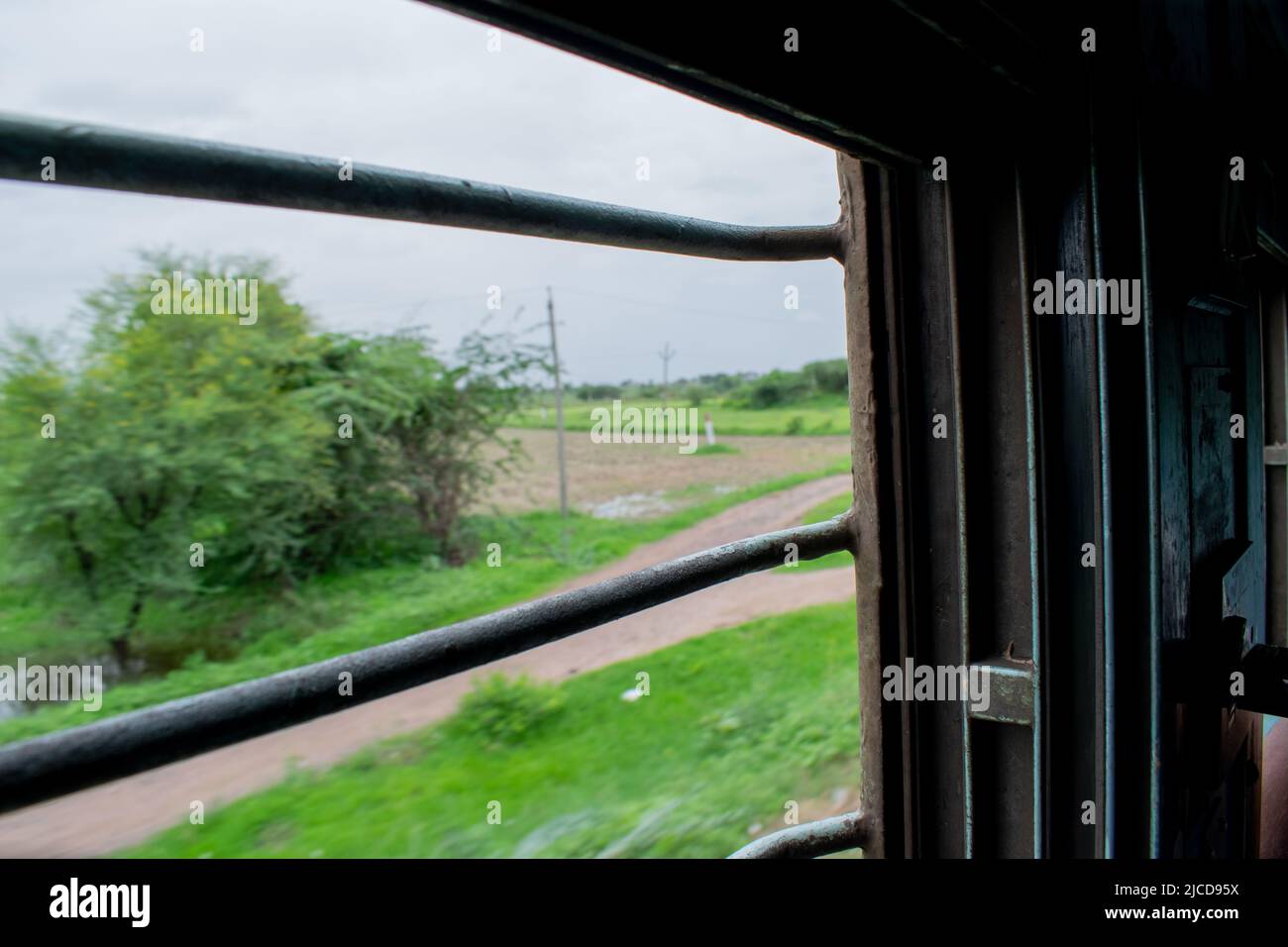 Beautiful scenery view through train window Stock Photo