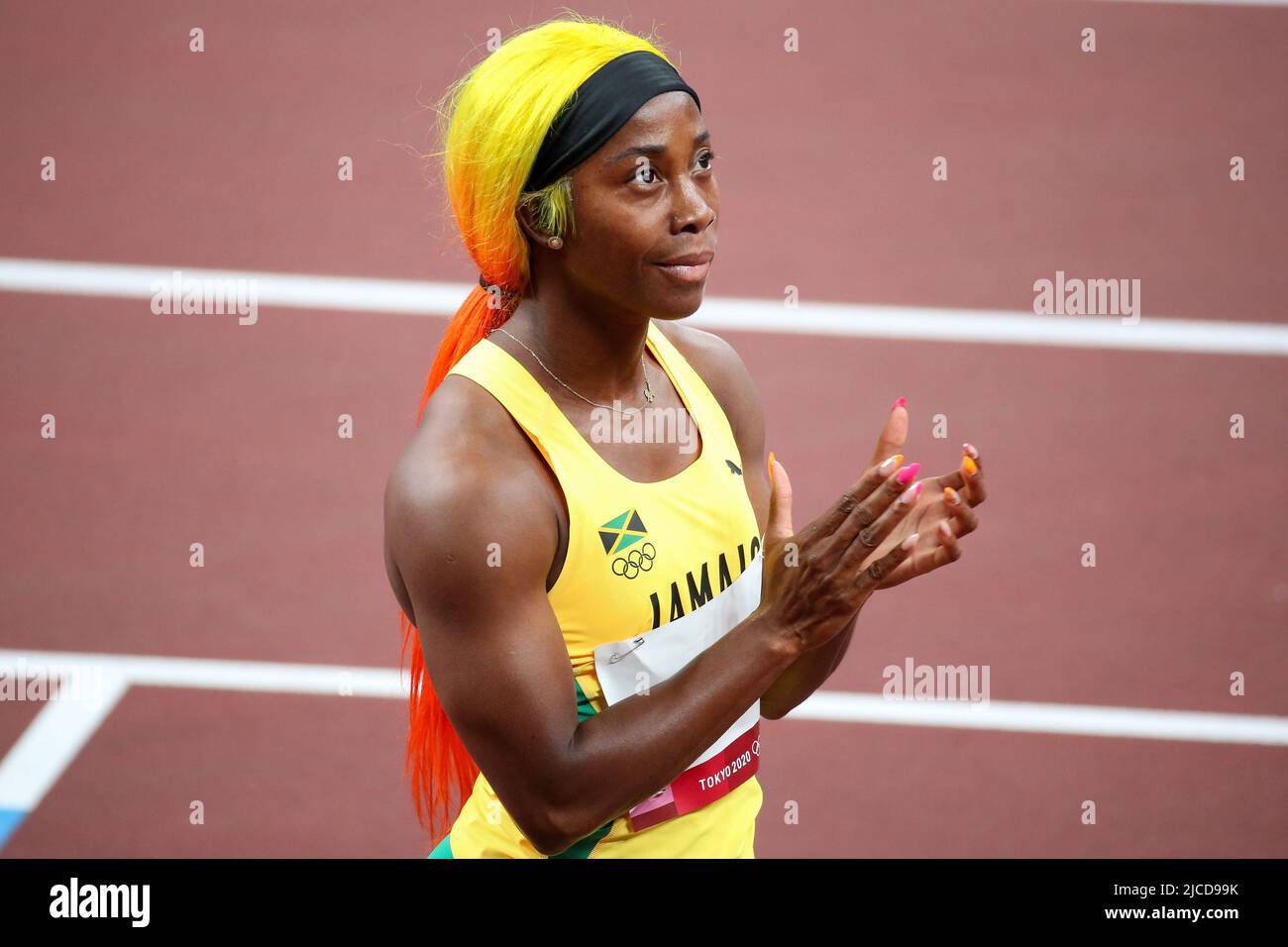 JULY 31st, 2021 - TOKYO, JAPAN: Shelly-Ann Fraser-Pryce of Jamaica wins the Women's 100m Semi-Final 3 in 10.76 at the Tokyo 2020 Olympic Games (Photo: Stock Photo