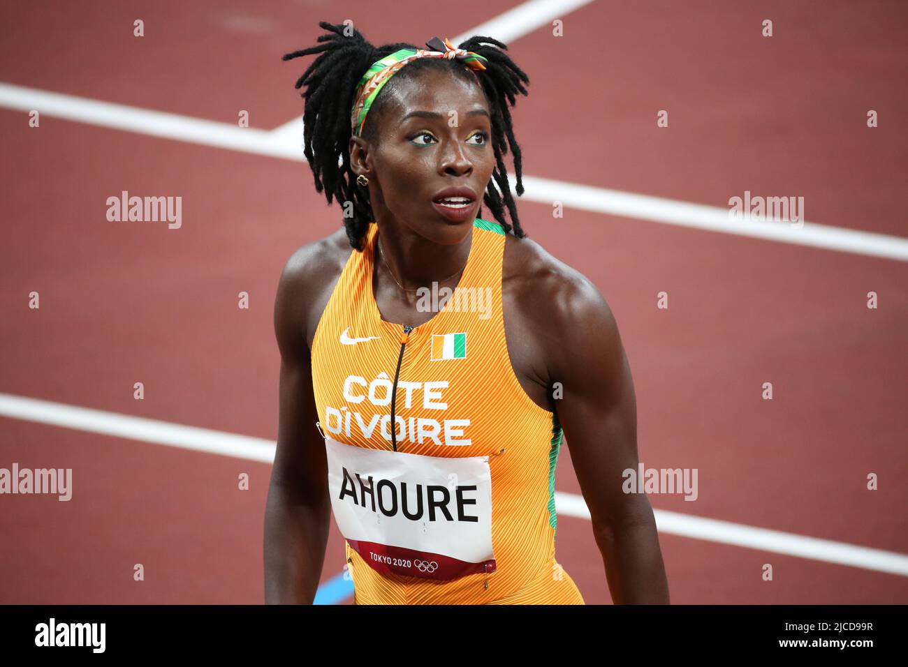 JULY 31st, 2021 - TOKYO, JAPAN: Murielle Ahoure of Ivory Coast in action during the Women's 100m Semi-Finals at the Tokyo 2020 Olympic Games (Photo: M Stock Photo