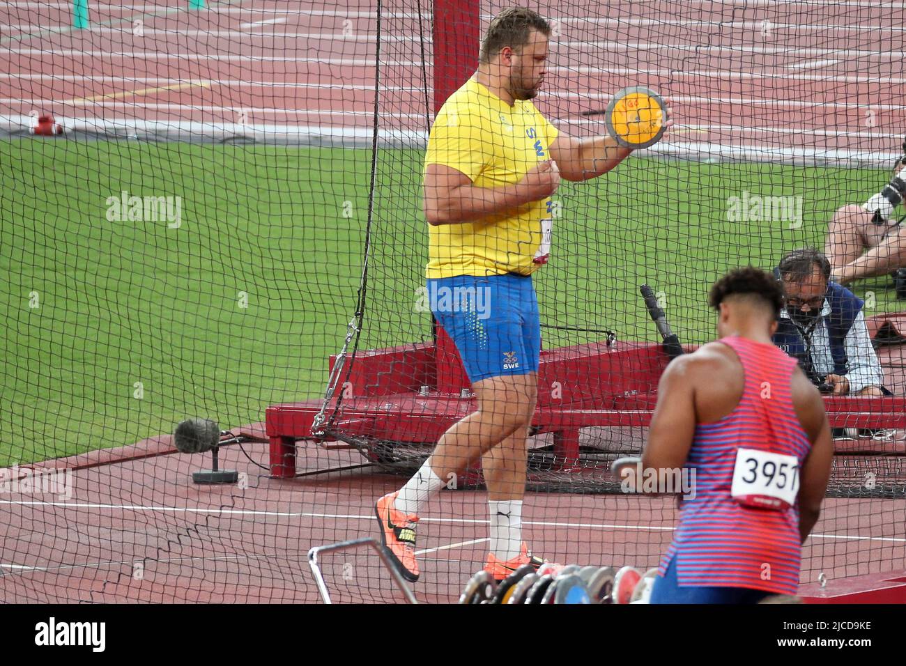 JULY 31st, 2021 - TOKYO, JAPAN: Daniel Stahl of Sweden wins the Gold Medal with 68.90 meters in the Men's Discus Throw Final at the Tokyo 2020 Olympic Stock Photo