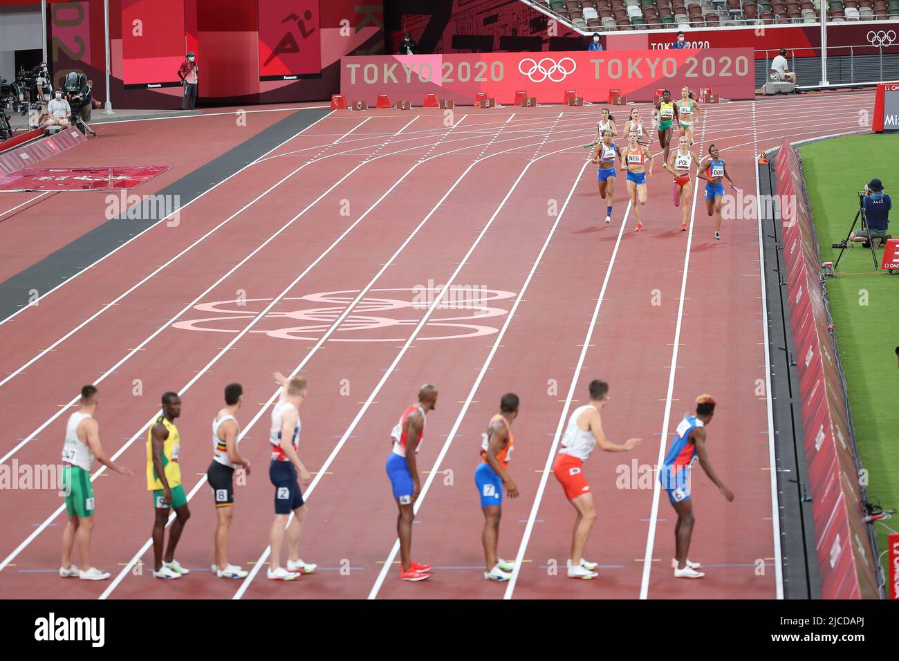 JULY 31st, 2021 TOKYO, JAPAN last relayers getting ready during the