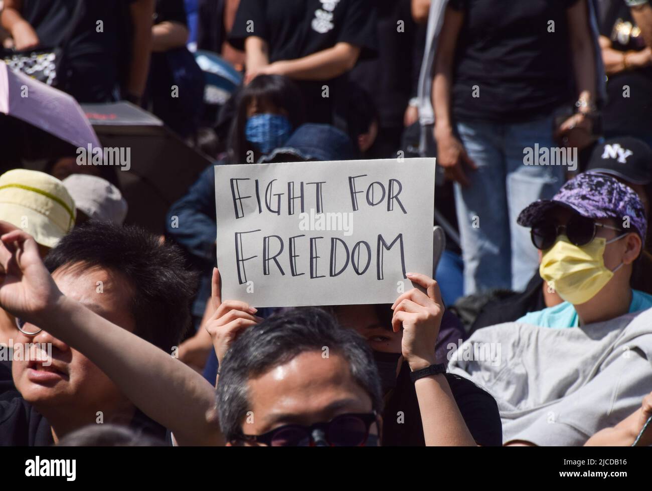 London, UK. 12th June 2022. Thousands of Hong Kongers gathered in Parliament Square to mark the third anniversary of the brutal crackdown of the Hong Kong protests by the Chinese Government. Credit: Vuk Valcic/Alamy Live News Stock Photo