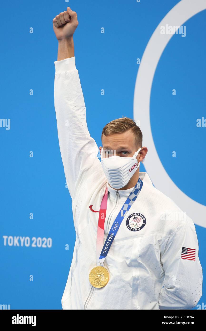 JULY 31st, 2021 - TOKYO, JAPAN: Caeleb Dressel wins the Gold Medal and ...