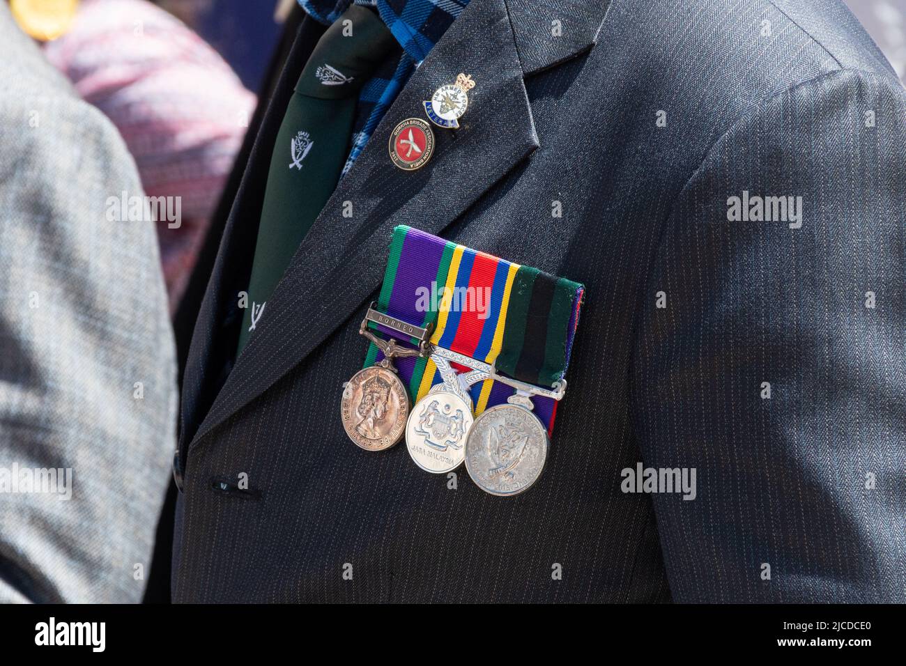 Service medals worn by an ex-Gurkha serviceman, British army medals Stock Photo