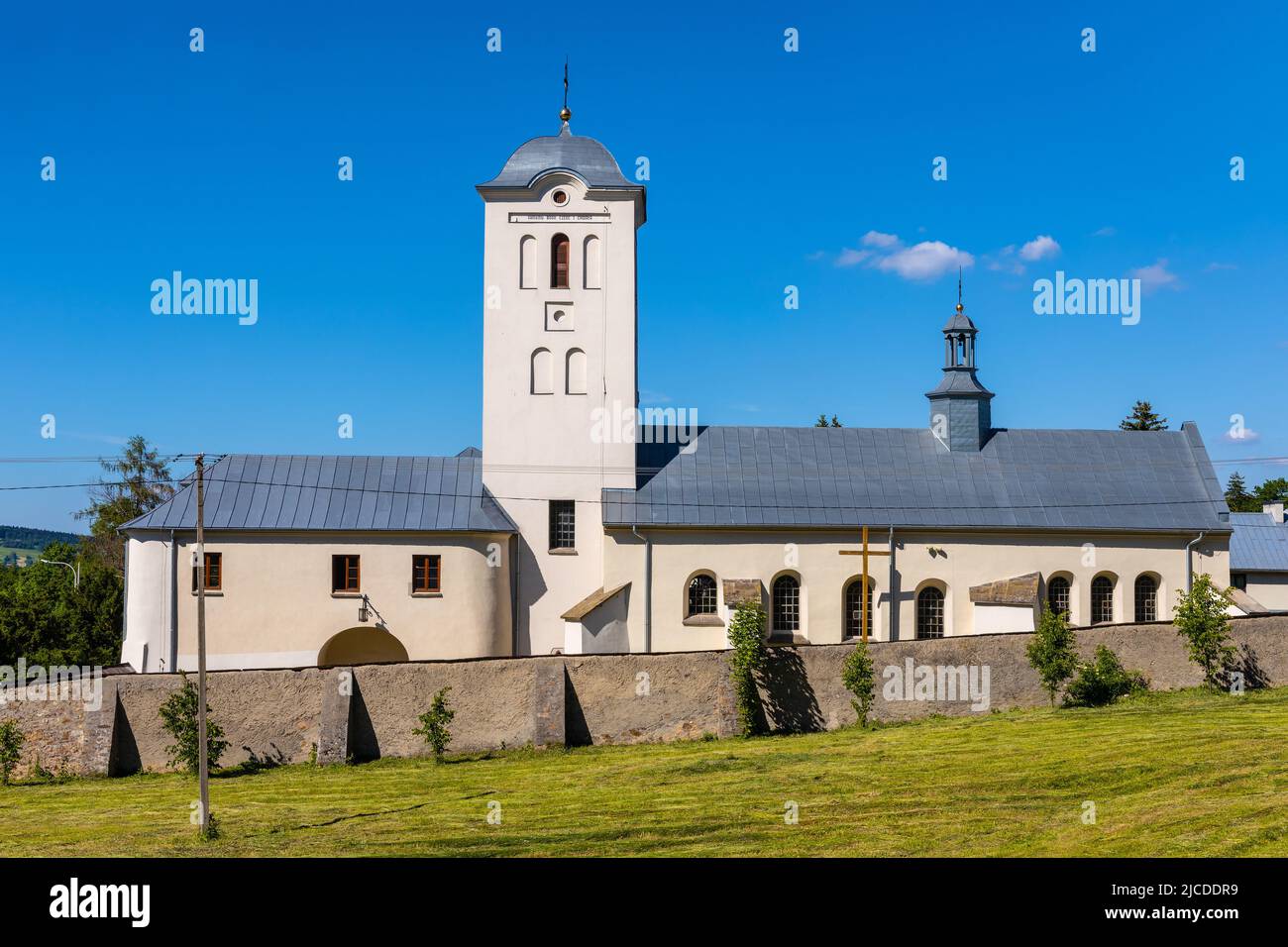 Swieta Katarzyna, Poland - June 5, 2022: St. Catherine church and Benedictine convent in Swieta Katarzyna village near Bodzentyn in Swietokrzyskie Stock Photo