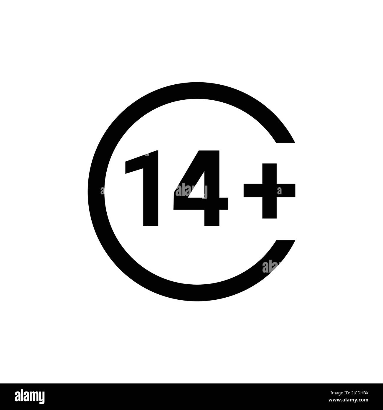 Age limit 14 line color icon. Isolated vector element. Outline ...