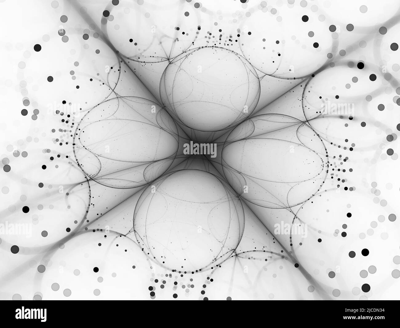 Futuristic quantum processor, computer generated abstract inverted intensity map, black and white, 3D rendering Stock Photo
