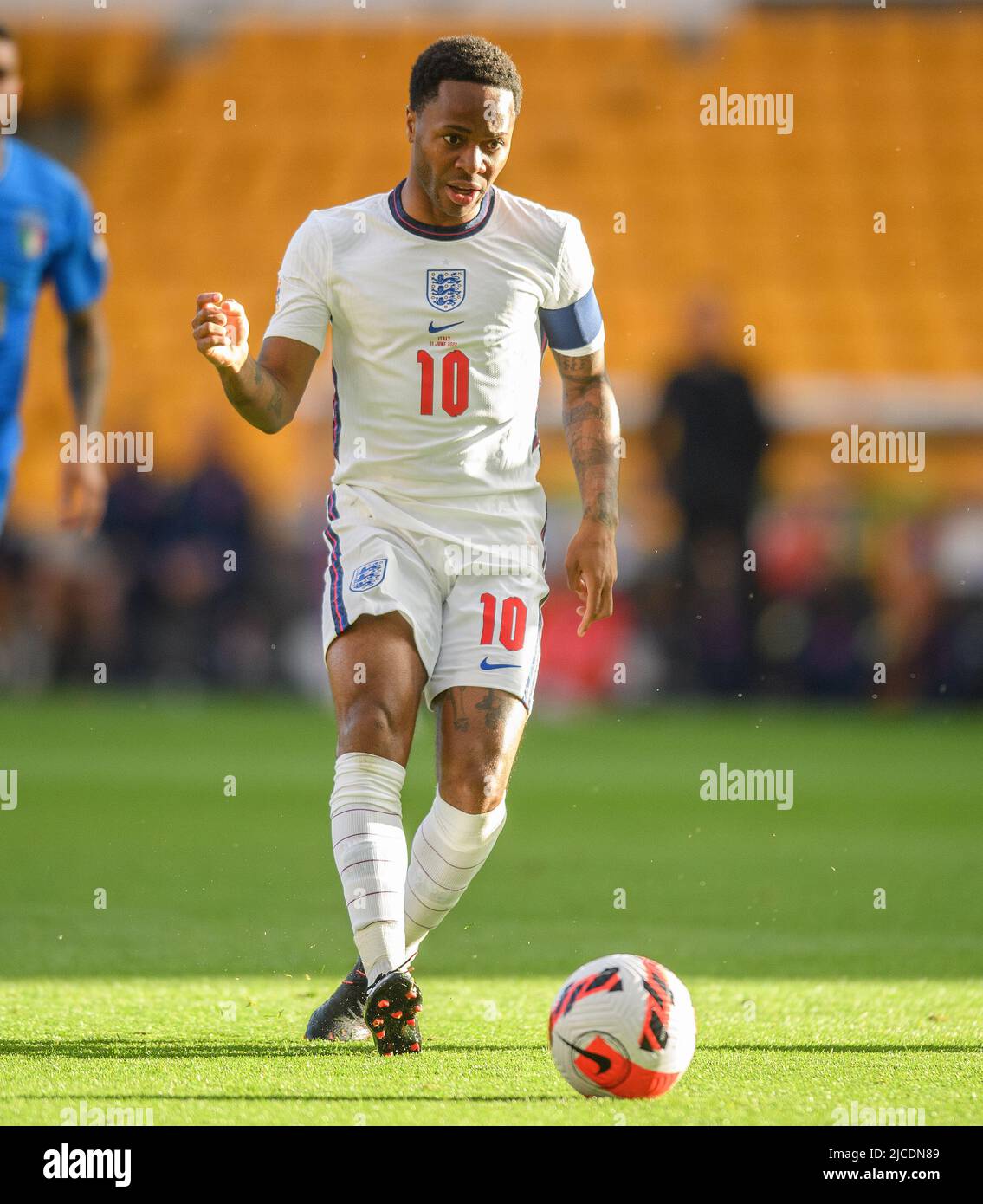 11 Jun 2022 - England v Italy - UEFA Nations League - Group 3 - Molineux Stadium  Raheem Sterling during the match against Italy. Picture Credit : © Mark Pain / Alamy Live News Stock Photo