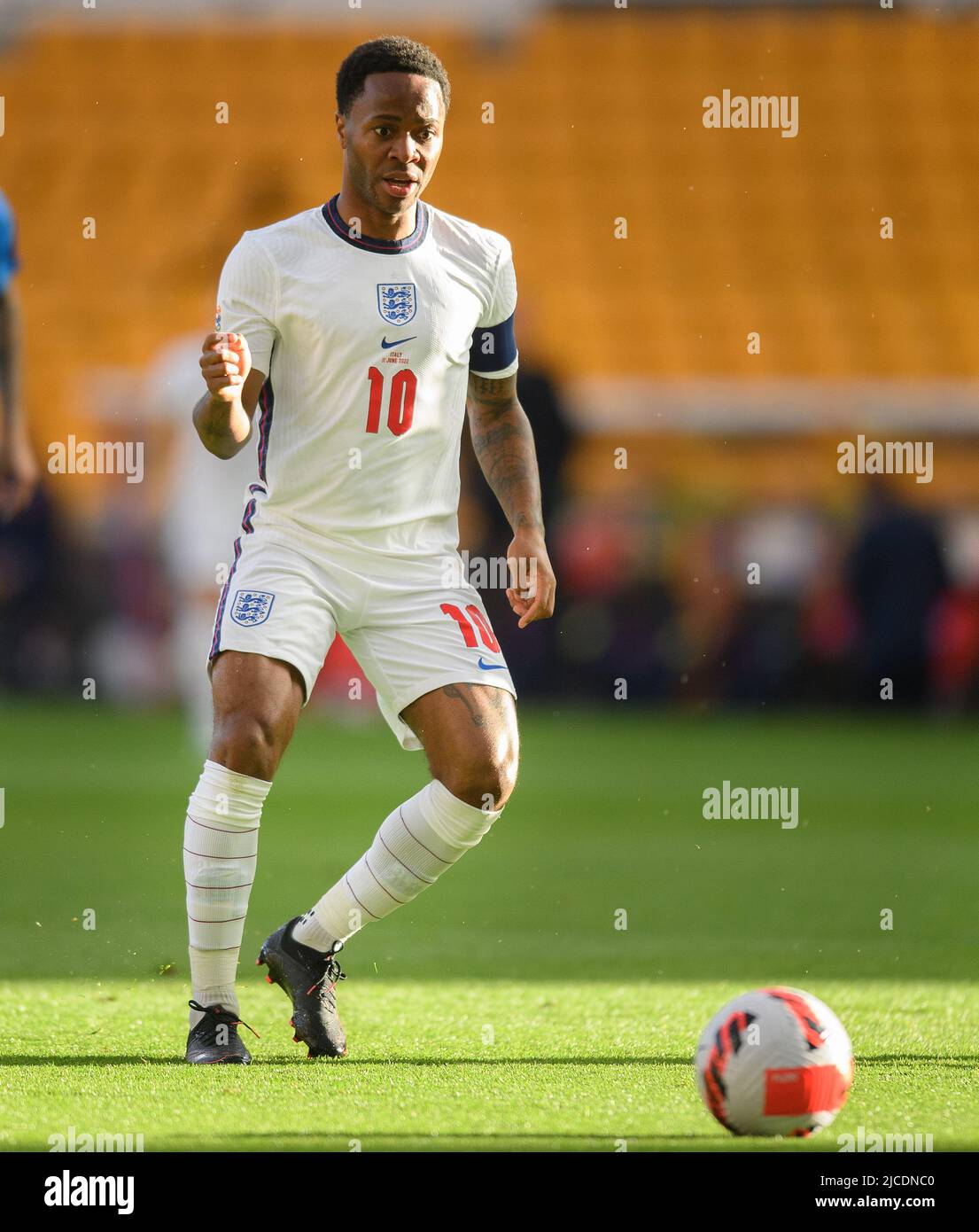 11 Jun 2022 - England v Italy - UEFA Nations League - Group 3 - Molineux Stadium  Raheem Sterling during the match against Italy. Picture Credit : © Mark Pain / Alamy Live News Stock Photo