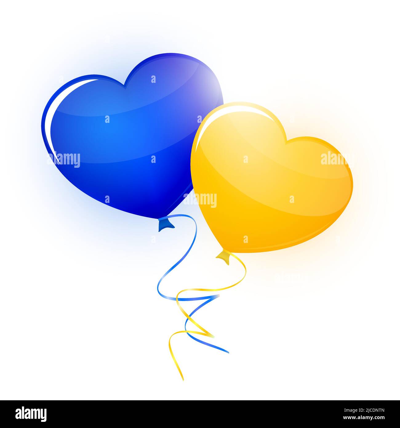 Two balloons in blue and yellow color, the colors of the national flag of Ukraine. Isolated on white background. Stock Vector