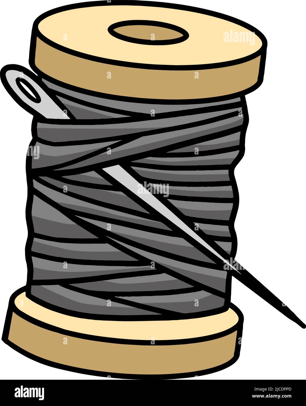 Vector illustration of a spool of orange thread and a sewing