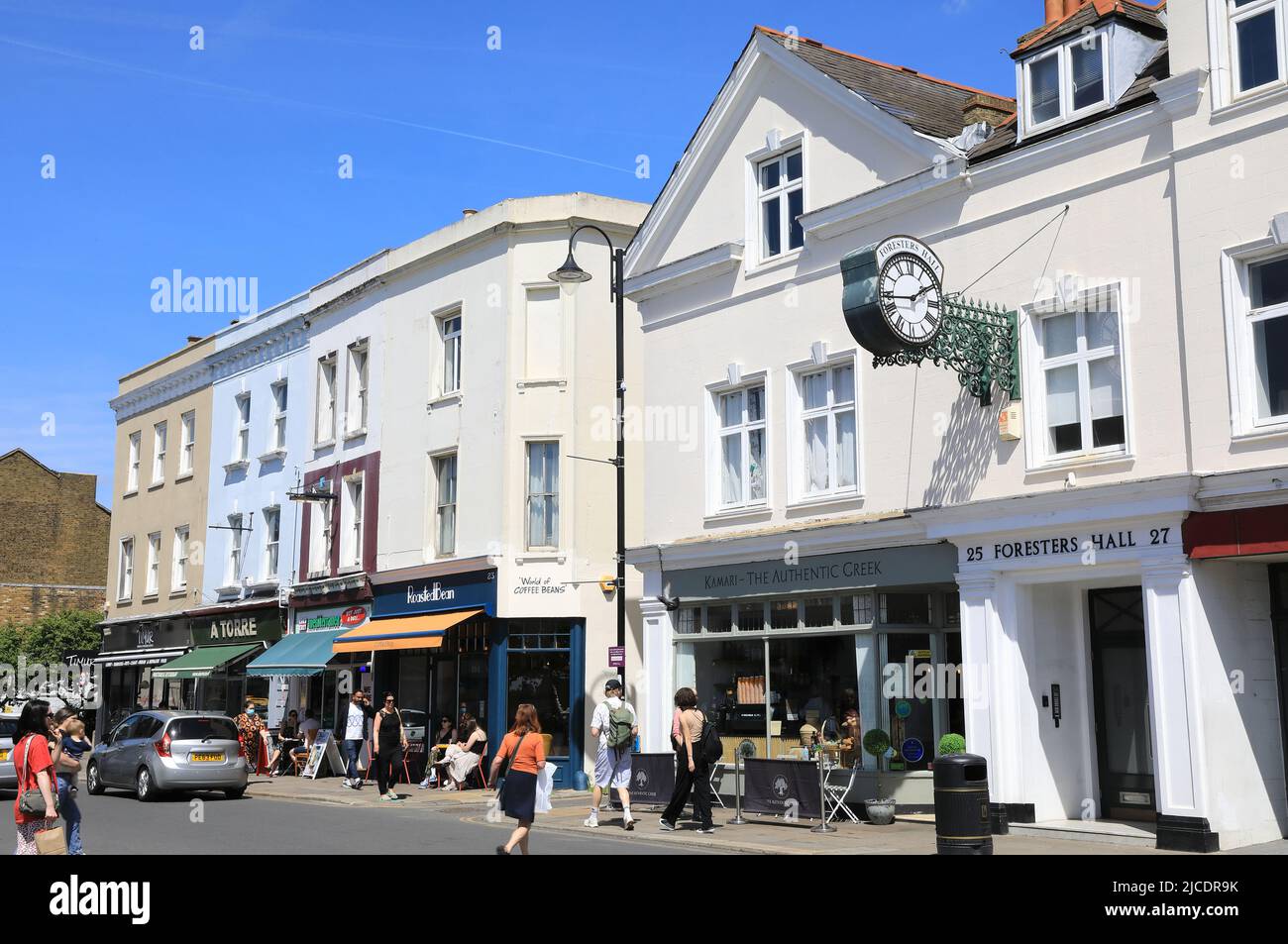 Fashionable Westow Street on the Triangle in Crystal Palace, south Londom, UK Stock Photo