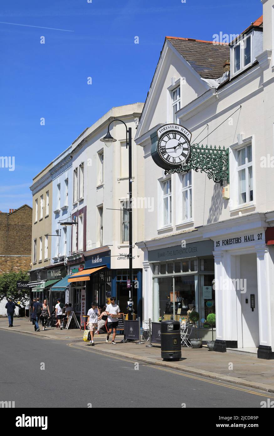 Fashionable Westow Street on the Triangle in Crystal Palace, south Londom, UK Stock Photo